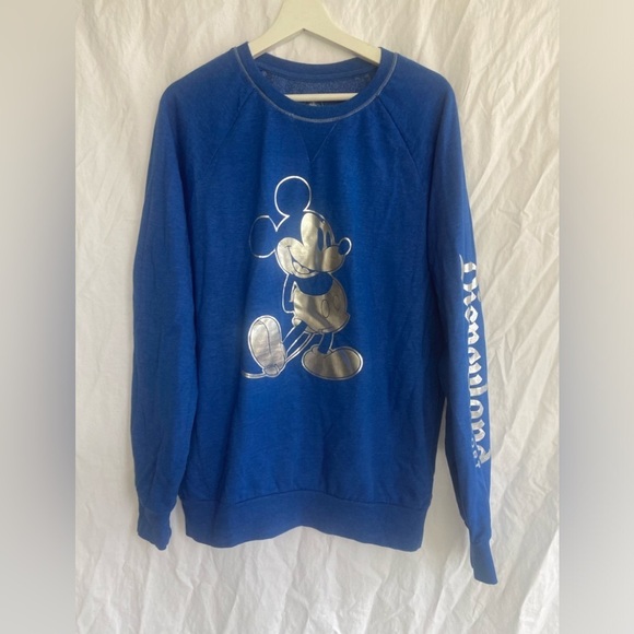 Walt Disney World Crewneck Mickey Sweatshirt Silver Blue Size Large - Picture 2 of 13